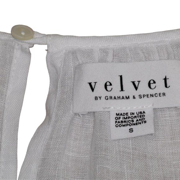 Velvet By G raham & Spencer Kassidy Woven Drop Waist White Linen Dress  Size S - Picture 10 of 12